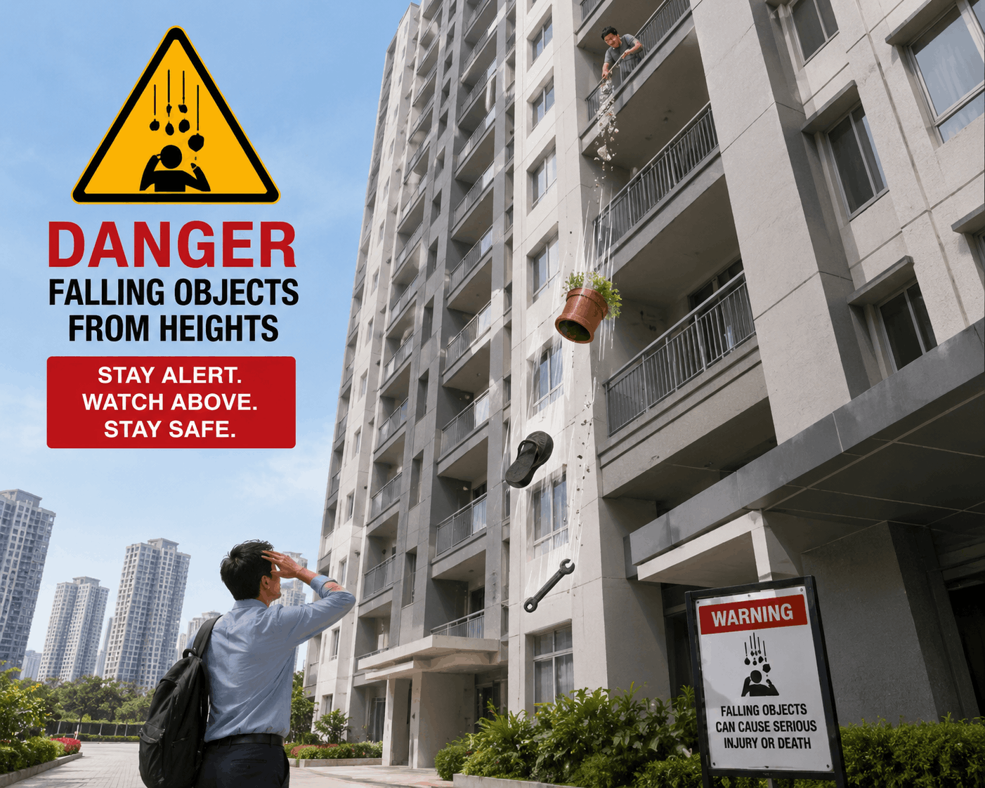 Falling objects from heights at high rise residential Complex ;Fortune Heights