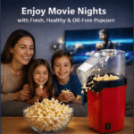DLS Hot Air Popcorn Maker | Oil-Free Healthy Snack Maker Machine | Electric Fast Popping in Minutes | Compact & Easy to Use (Red & Black)