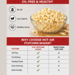 DLS Hot Air Popcorn Maker | Oil-Free Healthy Snack Maker Machine | Electric Fast Popping in Minutes | Compact & Easy to Use (Red & Black)